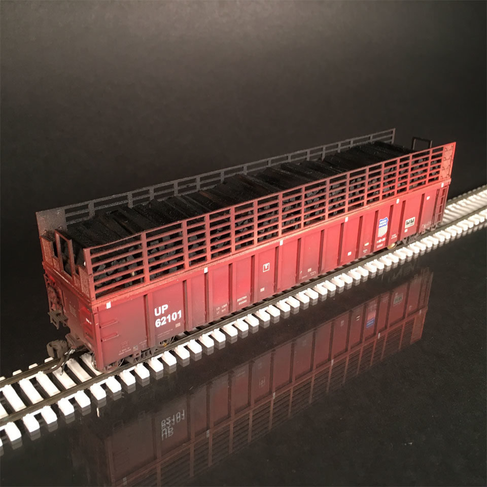 Exact Rail HO scale gondola with side extensions and new hardwood ties