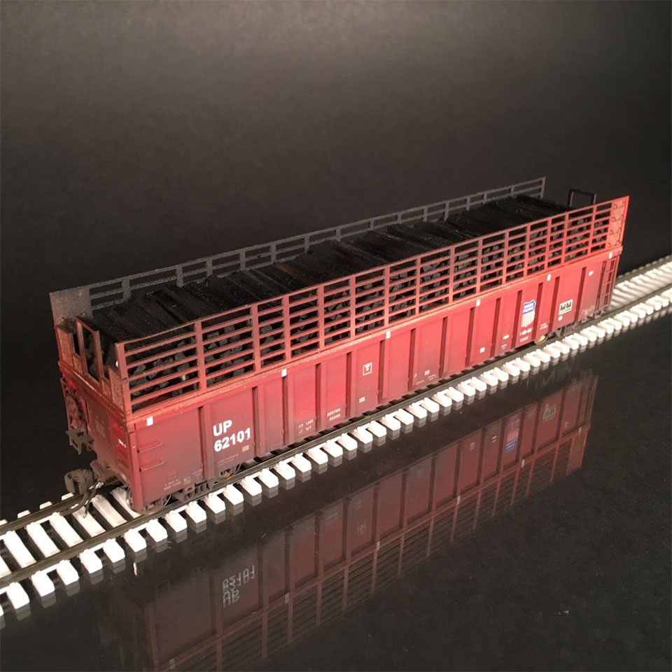 Exact Rail HO scale gondola with side extensions and new hardwood ties