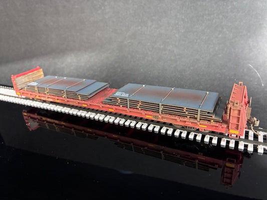 Atlas HO Scale 68’ Short Bulkhead Flatcar with Plate Steel