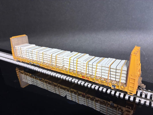 Atlas HO Scale 68’ Bulkhead Flatcar with New Concrete Ties